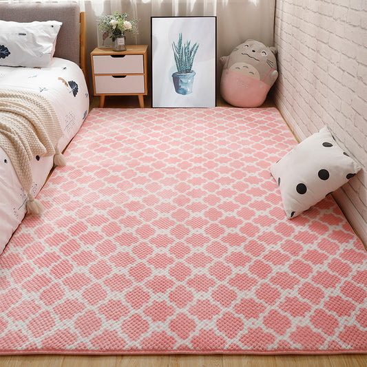 Modern Bedside Area Rug Multi-Color Quatrefoil Print Rug Polyester Non-Slip Backing Washable Pet Friendly Area Carpet Pink Clearhalo 'Area Rug' 'Casual' 'Rugs' Rug' 2172434
