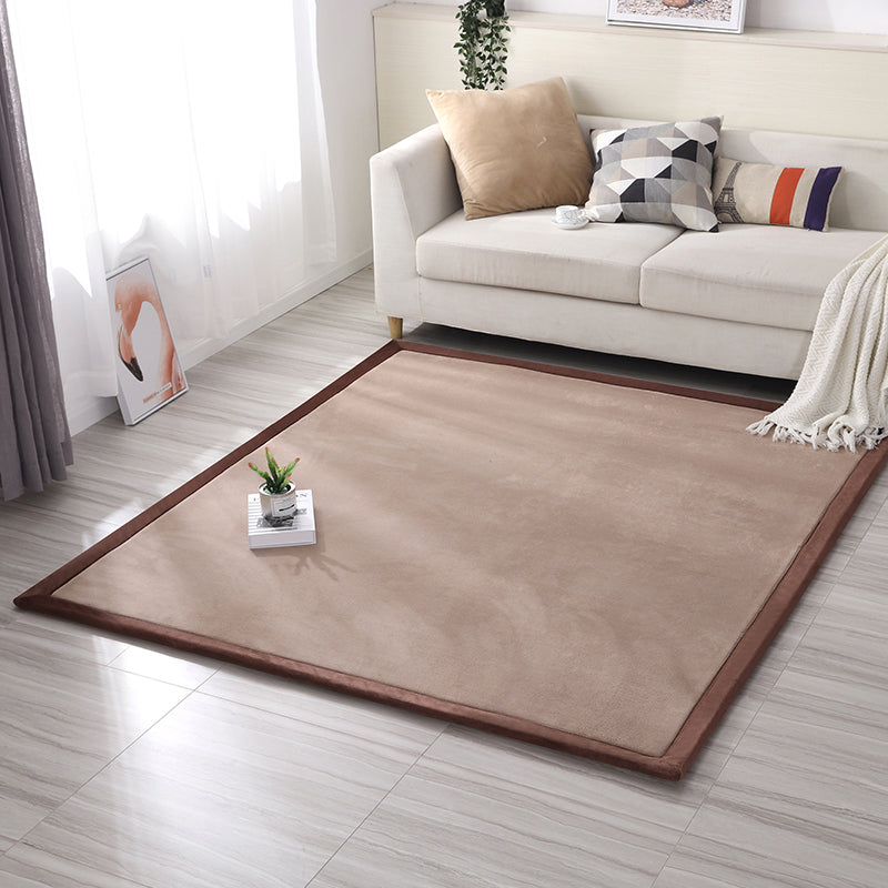 Multi Colored Living Room Rug Minimalist Plain Rug Polypropylene Non-Slip Pet-Friendly Carpet with Border Light Coffee Clearhalo 'Area Rug' 'Casual' 'Rugs' Rug' 2172435
