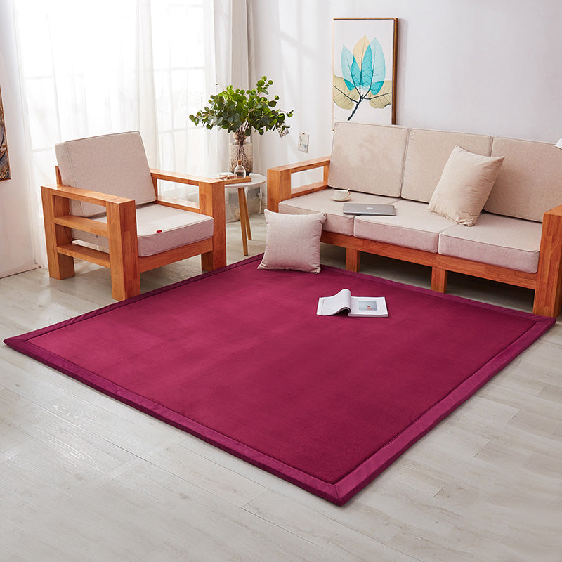 Multi Colored Living Room Rug Minimalist Plain Rug Polypropylene Non-Slip Pet-Friendly Carpet with Border Burgundy Clearhalo 'Area Rug' 'Casual' 'Rugs' Rug' 2172443