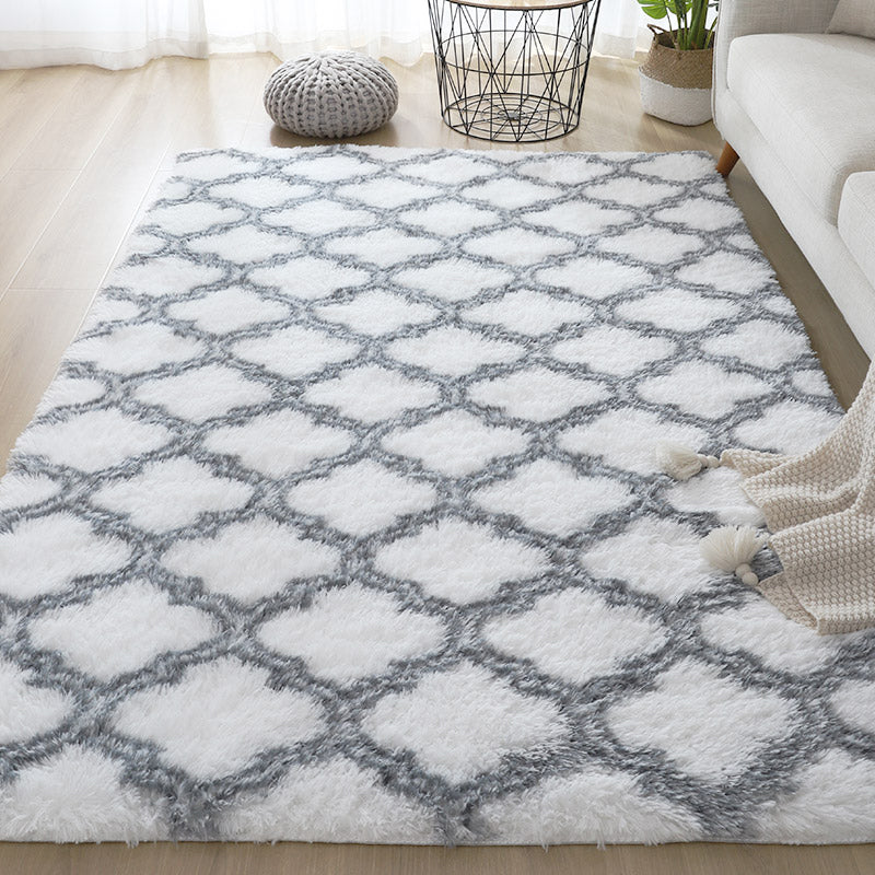 Simple Trellis Rug Multi Color Modern Rug Synthetics Non-Slip Backing Easy Care Carpet for Living Room White Clearhalo 'Area Rug' 'Casual' 'Rugs' Rug' 2172447