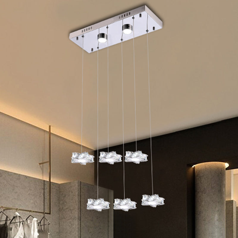 K9 Crystal Star LED Ceiling Light Minimalist Stainless-Steel Hanging Pendant Light Clearhalo 'Ceiling Lights' 'Modern Pendants' 'Modern' 'Pendant Lights' 'Pendants' Lighting' 2172475