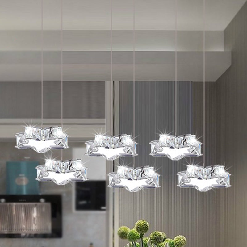 K9 Crystal Star LED Ceiling Light Minimalist Stainless-Steel Hanging Pendant Light Clearhalo 'Ceiling Lights' 'Modern Pendants' 'Modern' 'Pendant Lights' 'Pendants' Lighting' 2172476