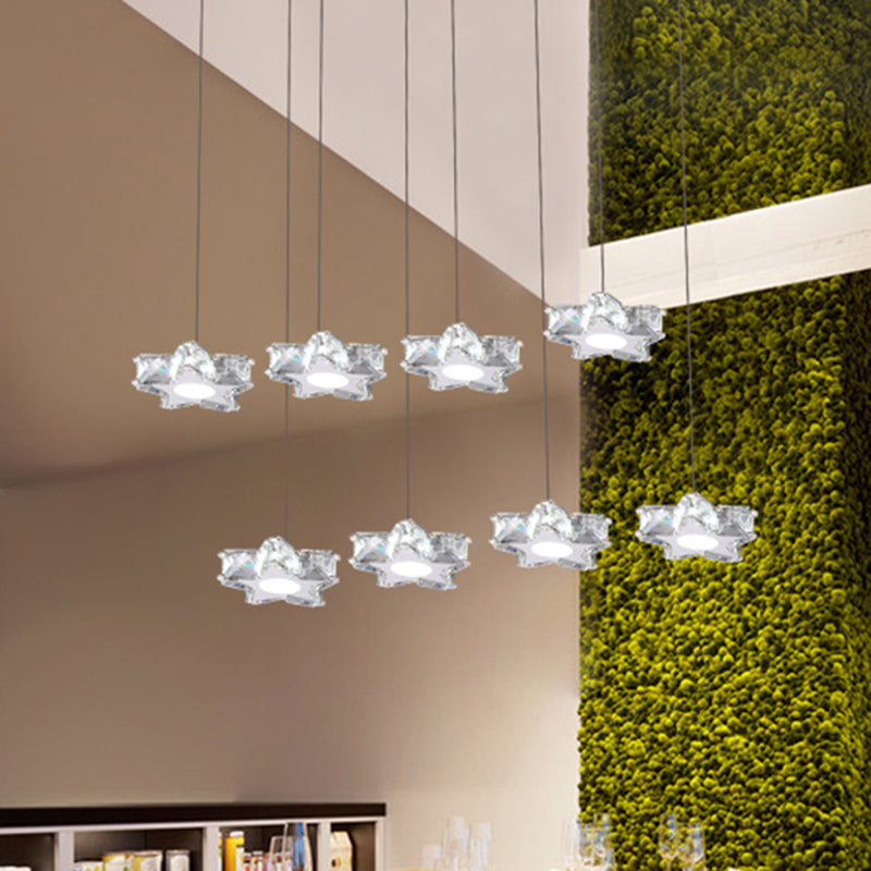 K9 Crystal Star LED Ceiling Light Minimalist Stainless-Steel Hanging Pendant Light Clearhalo 'Ceiling Lights' 'Modern Pendants' 'Modern' 'Pendant Lights' 'Pendants' Lighting' 2172477