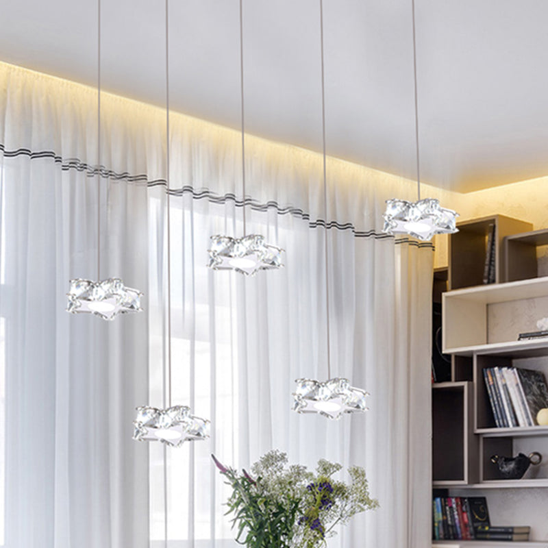 K9 Crystal Star LED Ceiling Light Minimalist Stainless-Steel Hanging Pendant Light Clearhalo 'Ceiling Lights' 'Modern Pendants' 'Modern' 'Pendant Lights' 'Pendants' Lighting' 2172478