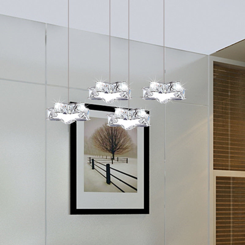 K9 Crystal Star LED Ceiling Light Minimalist Stainless-Steel Hanging Pendant Light Clearhalo 'Ceiling Lights' 'Modern Pendants' 'Modern' 'Pendant Lights' 'Pendants' Lighting' 2172479