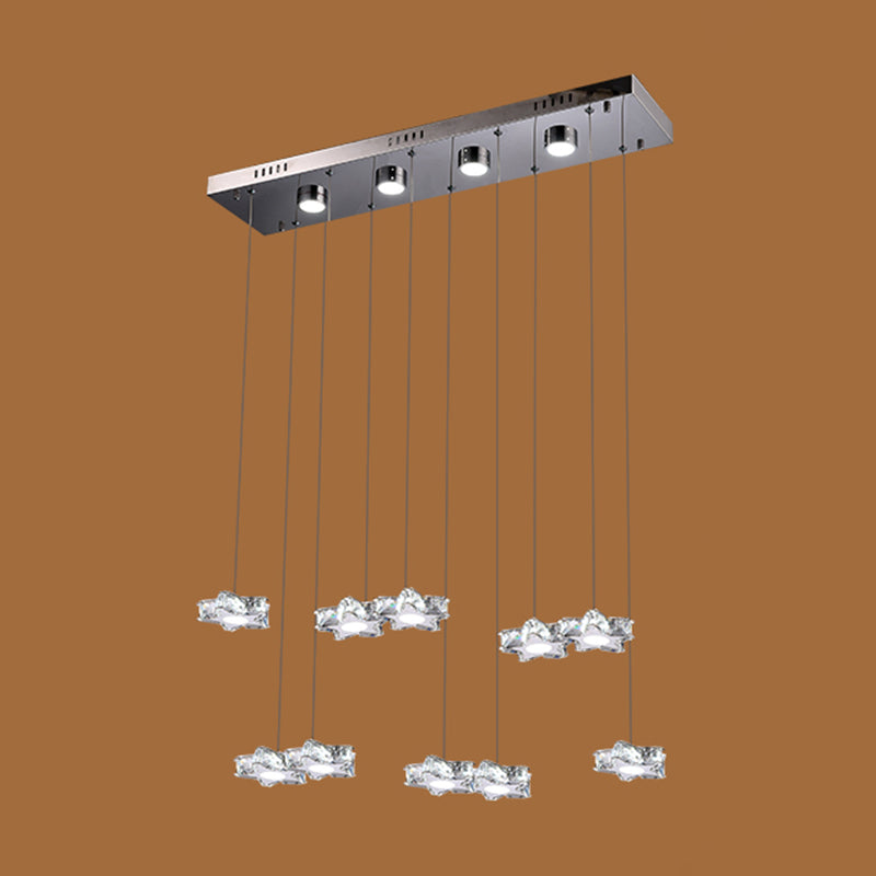 K9 Crystal Star LED Ceiling Light Minimalist Stainless-Steel Hanging Pendant Light 10 Stainless-Steel Clear Clearhalo 'Ceiling Lights' 'Modern Pendants' 'Modern' 'Pendant Lights' 'Pendants' Lighting' 2172480