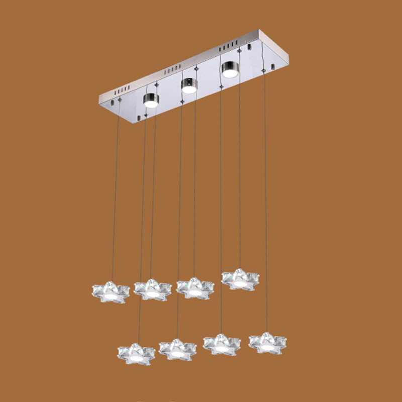 K9 Crystal Star LED Ceiling Light Minimalist Stainless-Steel Hanging Pendant Light 8 Stainless-Steel Clear Clearhalo 'Ceiling Lights' 'Modern Pendants' 'Modern' 'Pendant Lights' 'Pendants' Lighting' 2172481