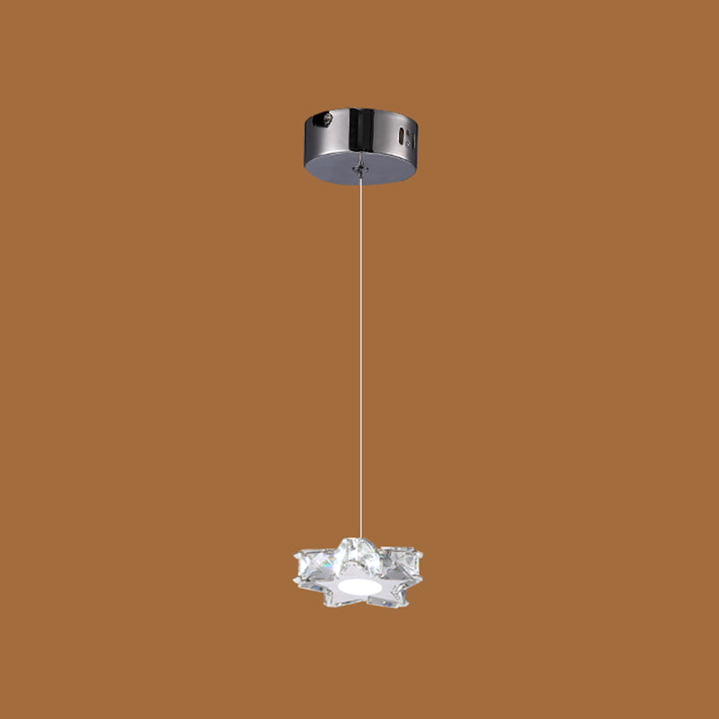 K9 Crystal Star LED Ceiling Light Minimalist Stainless-Steel Hanging Pendant Light 1 Stainless-Steel Clear Clearhalo 'Ceiling Lights' 'Modern Pendants' 'Modern' 'Pendant Lights' 'Pendants' Lighting' 2172486