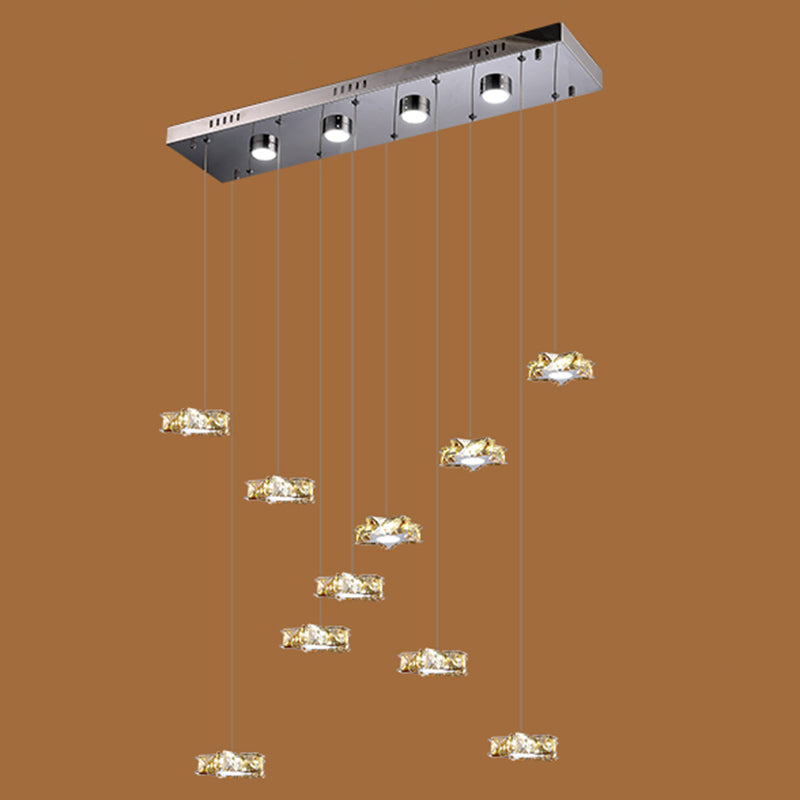 K9 Crystal Star LED Ceiling Light Minimalist Stainless-Steel Hanging Pendant Light 10 Stainless-Steel Amber Clearhalo 'Ceiling Lights' 'Modern Pendants' 'Modern' 'Pendant Lights' 'Pendants' Lighting' 2172487