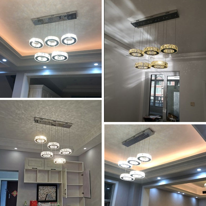 Circle Shaped Faceted Crystal Hanging Light Simplicity Stainless-Steel LED Multi Light Pendant Clearhalo 'Ceiling Lights' 'Modern Pendants' 'Modern' 'Pendant Lights' 'Pendants' Lighting' 2172494