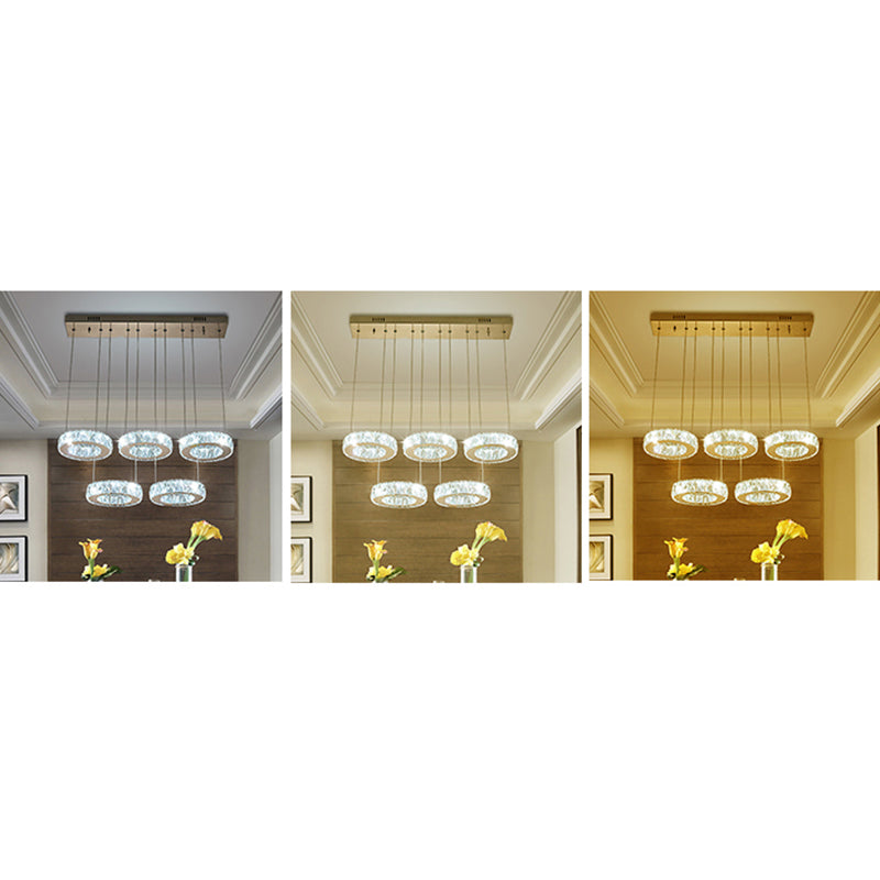 Circle Shaped Faceted Crystal Hanging Light Simplicity Stainless-Steel LED Multi Light Pendant Clearhalo 'Ceiling Lights' 'Modern Pendants' 'Modern' 'Pendant Lights' 'Pendants' Lighting' 2172497