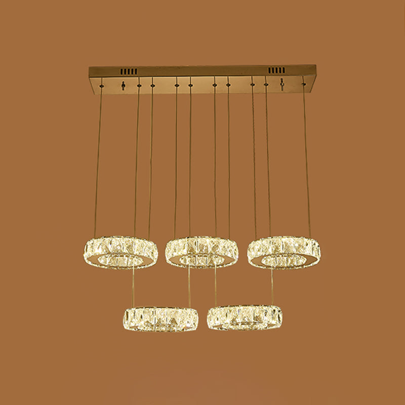 Circle Shaped Faceted Crystal Hanging Light Simplicity Stainless-Steel LED Multi Light Pendant Clearhalo 'Ceiling Lights' 'Modern Pendants' 'Modern' 'Pendant Lights' 'Pendants' Lighting' 2172498