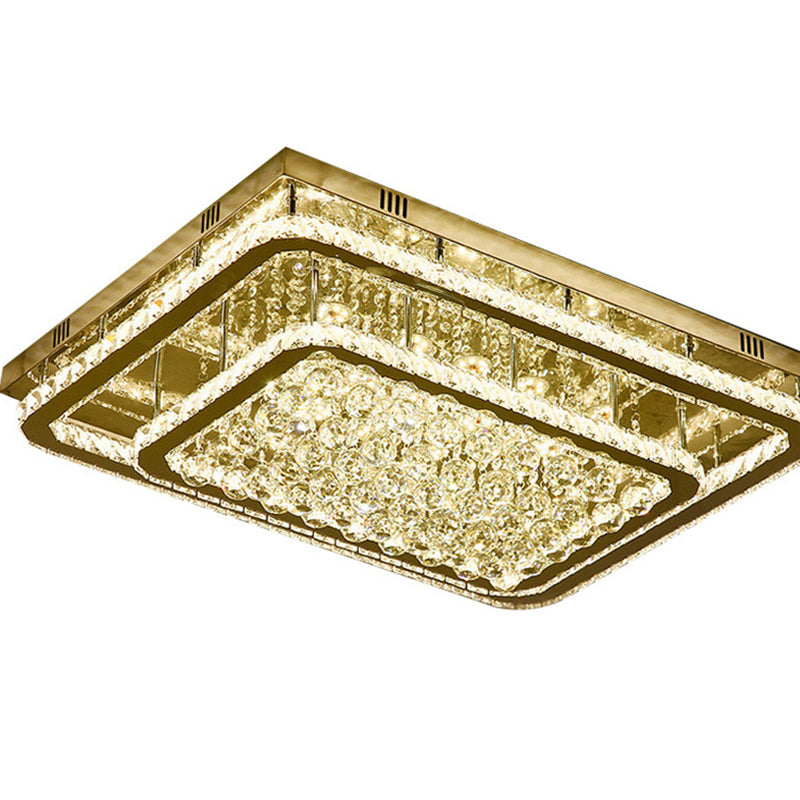 Stainless-Steel Rectangular Flush Ceiling Light Contemporary Crystal LED Flush Mount Lighting Fixture Clearhalo 'Ceiling Lights' 'Close To Ceiling Lights' 'Close to ceiling' 'Flush mount' Lighting' 2172544