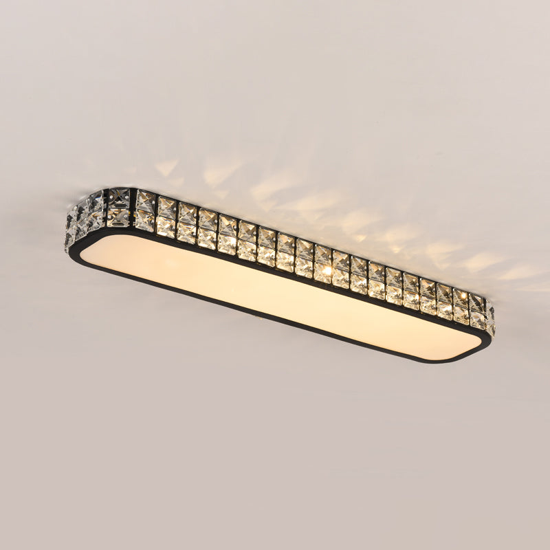 Rounded Rectangle Corridor Flush Light Crystal Artistic LED Flush Ceiling Light Fixture Black Medium Yellow Clearhalo 'Ceiling Lights' 'Close To Ceiling Lights' 'Close to ceiling' 'Flush mount' Lighting' 2172559