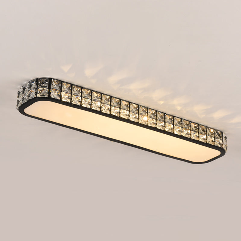 Rounded Rectangle Corridor Flush Light Crystal Artistic LED Flush Ceiling Light Fixture Black Large Yellow Clearhalo 'Ceiling Lights' 'Close To Ceiling Lights' 'Close to ceiling' 'Flush mount' Lighting' 2172560