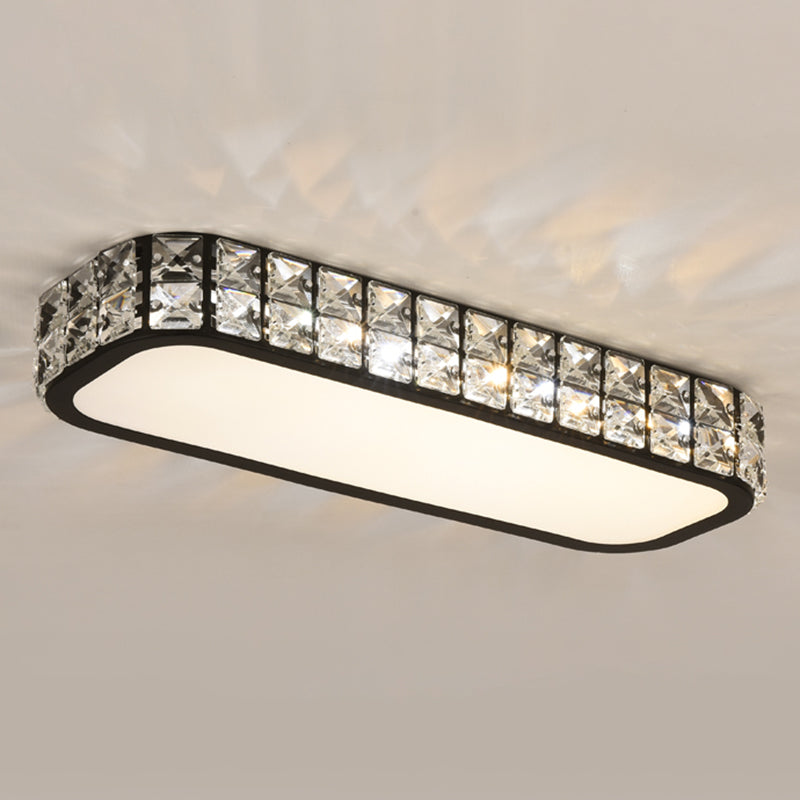 Rounded Rectangle Corridor Flush Light Crystal Artistic LED Flush Ceiling Light Fixture Black Small Third Gear Clearhalo 'Ceiling Lights' 'Close To Ceiling Lights' 'Close to ceiling' 'Flush mount' Lighting' 2172561