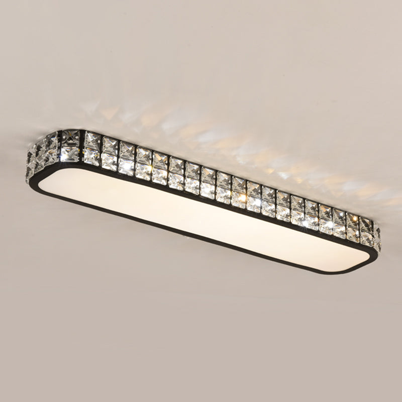 Rounded Rectangle Corridor Flush Light Crystal Artistic LED Flush Ceiling Light Fixture Black Large Third Gear Clearhalo 'Ceiling Lights' 'Close To Ceiling Lights' 'Close to ceiling' 'Flush mount' Lighting' 2172563