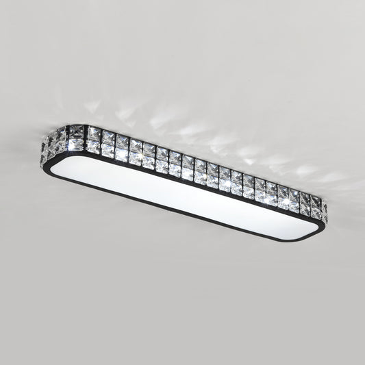 Rounded Rectangle Corridor Flush Light Crystal Artistic LED Flush Ceiling Light Fixture Black Medium White Clearhalo 'Ceiling Lights' 'Close To Ceiling Lights' 'Close to ceiling' 'Flush mount' Lighting' 2172565