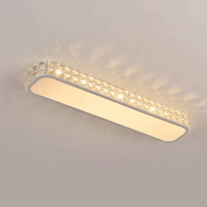 Rounded Rectangle Corridor Flush Light Crystal Artistic LED Flush Ceiling Light Fixture White Medium Yellow Clearhalo 'Ceiling Lights' 'Close To Ceiling Lights' 'Close to ceiling' 'Flush mount' Lighting' 2172570