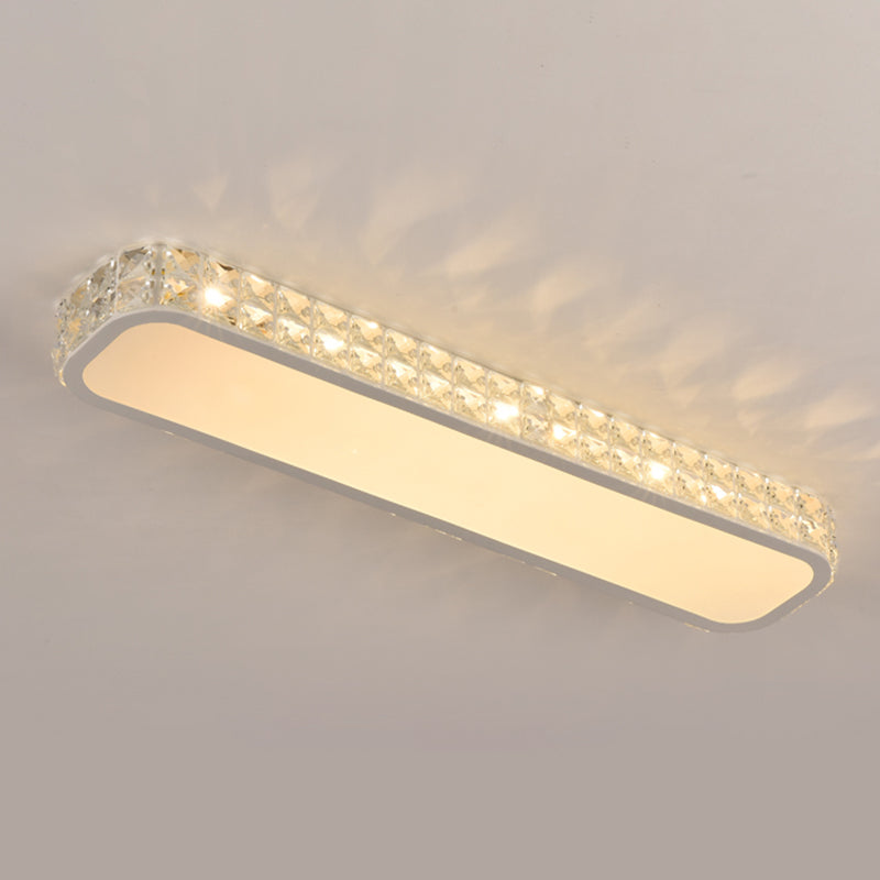 Rounded Rectangle Corridor Flush Light Crystal Artistic LED Flush Ceiling Light Fixture White Large Yellow Clearhalo 'Ceiling Lights' 'Close To Ceiling Lights' 'Close to ceiling' 'Flush mount' Lighting' 2172571