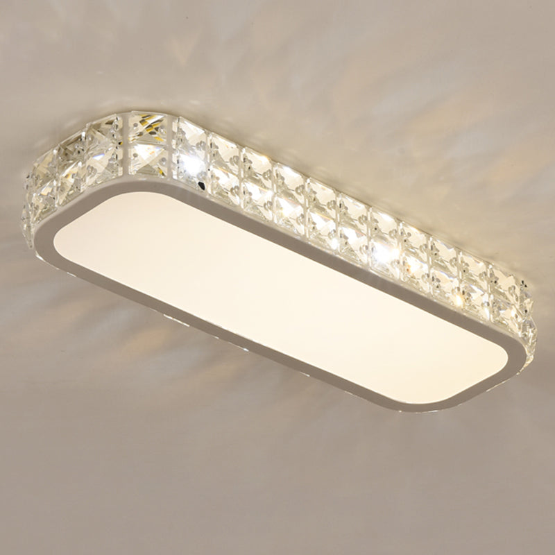Rounded Rectangle Corridor Flush Light Crystal Artistic LED Flush Ceiling Light Fixture White Small Third Gear Clearhalo 'Ceiling Lights' 'Close To Ceiling Lights' 'Close to ceiling' 'Flush mount' Lighting' 2172572