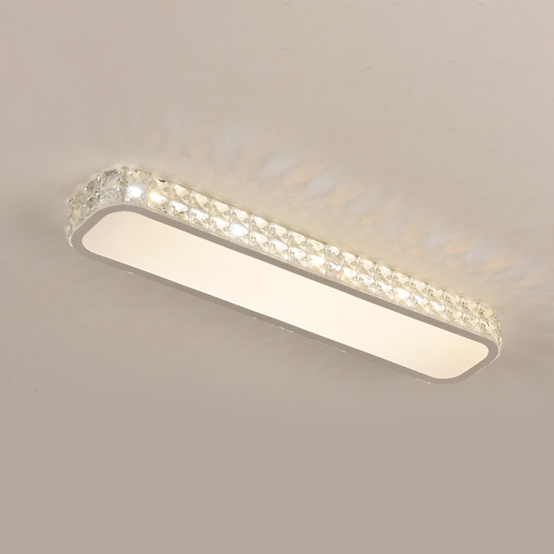 Rounded Rectangle Corridor Flush Light Crystal Artistic LED Flush Ceiling Light Fixture White Medium Third Gear Clearhalo 'Ceiling Lights' 'Close To Ceiling Lights' 'Close to ceiling' 'Flush mount' Lighting' 2172573