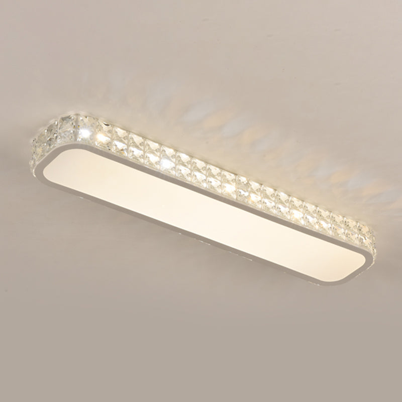 Rounded Rectangle Corridor Flush Light Crystal Artistic LED Flush Ceiling Light Fixture White Large Third Gear Clearhalo 'Ceiling Lights' 'Close To Ceiling Lights' 'Close to ceiling' 'Flush mount' Lighting' 2172574