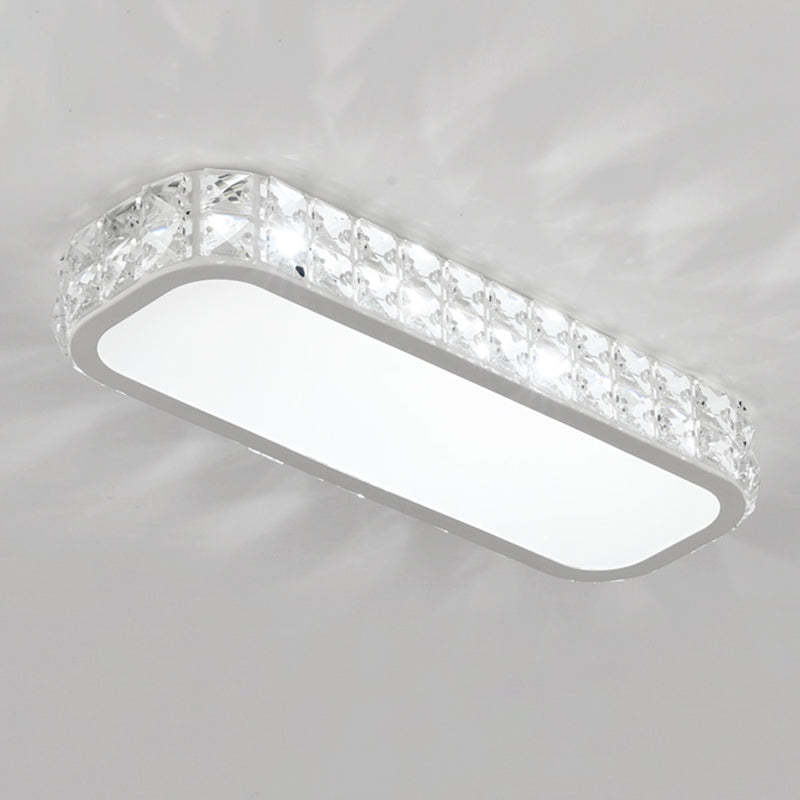 Rounded Rectangle Corridor Flush Light Crystal Artistic LED Flush Ceiling Light Fixture White Small White Clearhalo 'Ceiling Lights' 'Close To Ceiling Lights' 'Close to ceiling' 'Flush mount' Lighting' 2172575