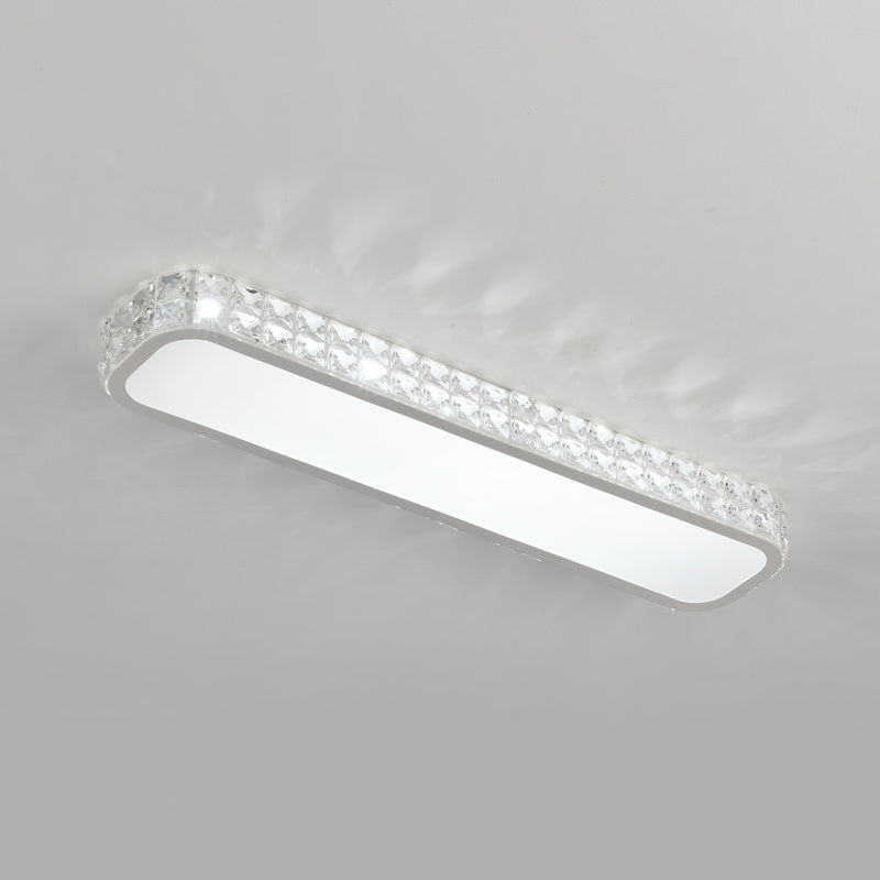 Rounded Rectangle Corridor Flush Light Crystal Artistic LED Flush Ceiling Light Fixture White Medium White Clearhalo 'Ceiling Lights' 'Close To Ceiling Lights' 'Close to ceiling' 'Flush mount' Lighting' 2172576
