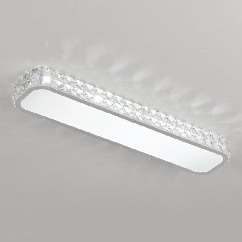 Rounded Rectangle Corridor Flush Light Crystal Artistic LED Flush Ceiling Light Fixture White Large White Clearhalo 'Ceiling Lights' 'Close To Ceiling Lights' 'Close to ceiling' 'Flush mount' Lighting' 2172577