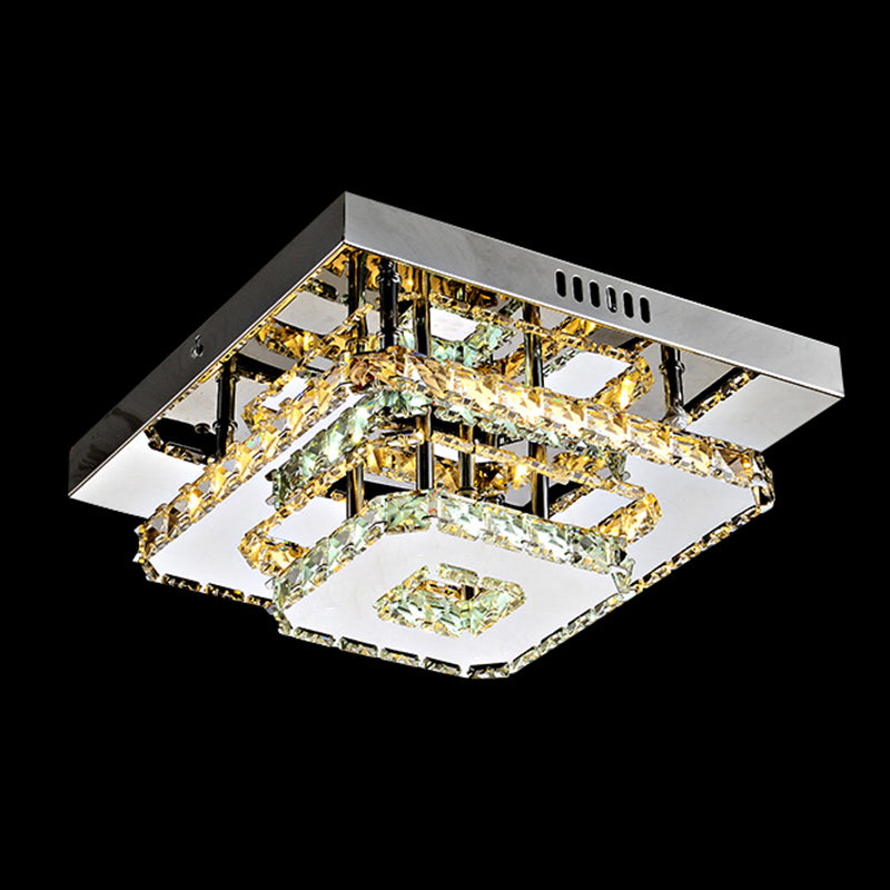 Geometrical Semi Flush Mount Lighting Minimalist Crystal Corridor LED Flush Mount Fixture in Stainless-Steel Clearhalo 'Ceiling Lights' 'Close To Ceiling Lights' 'Close to ceiling' 'Semi-flushmount' Lighting' 2172591