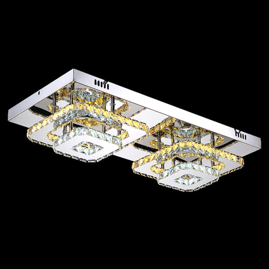 Geometrical Semi Flush Mount Lighting Minimalist Crystal Corridor LED Flush Mount Fixture in Stainless-Steel Stainless-Steel D Clearhalo 'Ceiling Lights' 'Close To Ceiling Lights' 'Close to ceiling' 'Semi-flushmount' Lighting' 2172592