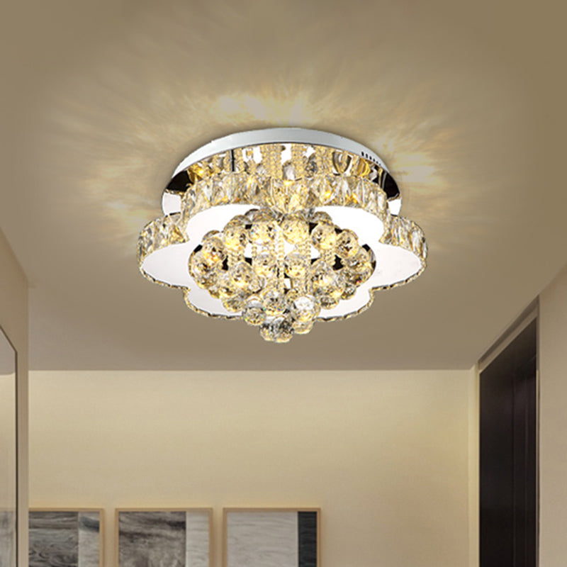 Geometrical Semi Flush Mount Lighting Minimalist Crystal Corridor LED Flush Mount Fixture in Stainless-Steel Stainless-Steel E Clearhalo 'Ceiling Lights' 'Close To Ceiling Lights' 'Close to ceiling' 'Semi-flushmount' Lighting' 2172593