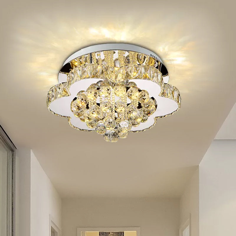 Geometrical Semi Flush Mount Lighting Minimalist Crystal Corridor LED Flush Mount Fixture in Stainless-Steel Clearhalo 'Ceiling Lights' 'Close To Ceiling Lights' 'Close to ceiling' 'Semi-flushmount' Lighting' 2172594