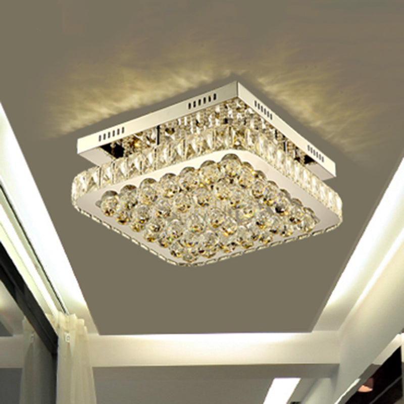 Geometrical Semi Flush Mount Lighting Minimalist Crystal Corridor LED Flush Mount Fixture in Stainless-Steel Stainless-Steel F Clearhalo 'Ceiling Lights' 'Close To Ceiling Lights' 'Close to ceiling' 'Semi-flushmount' Lighting' 2172595