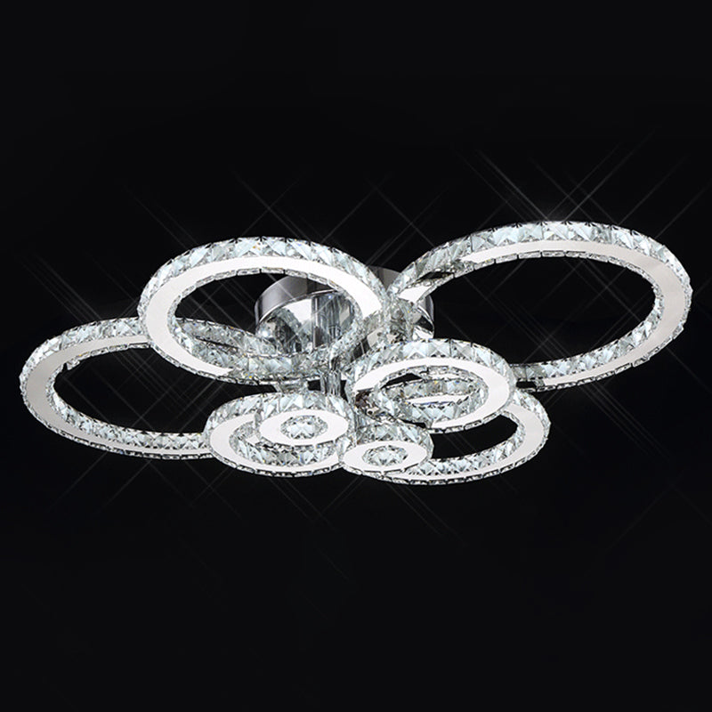 Ring Shaped Embedded Crystal LED Semi Flush Mount Contemporary ...