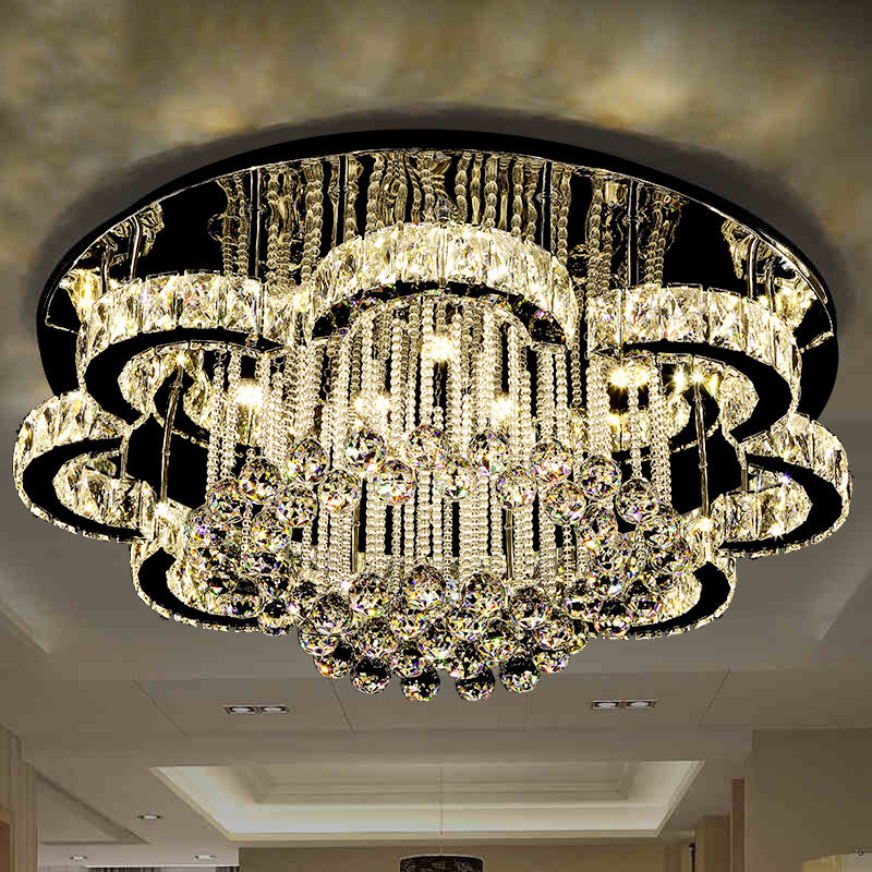 Geometrical Crystal Flush Mount Light Artistic Stainless-Steel LED Semi Flush Ceiling Light with Drip Decor Clearhalo 'Ceiling Lights' 'Close To Ceiling Lights' 'Close to ceiling' 'Semi-flushmount' Lighting' 2172607