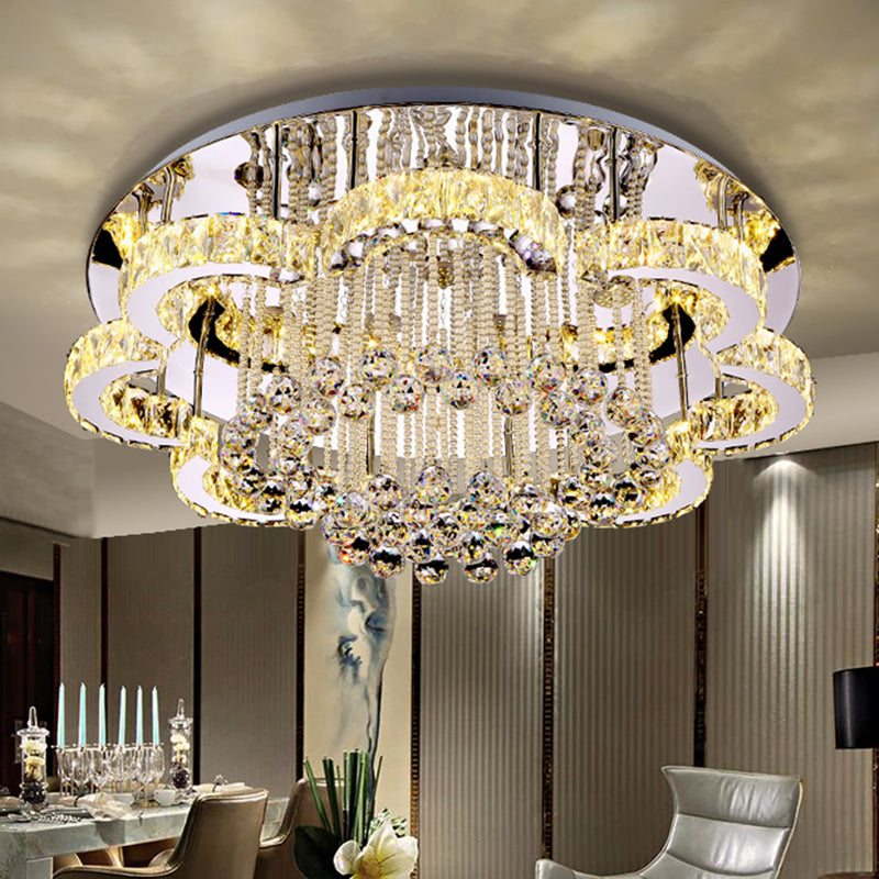 Geometrical Crystal Flush Mount Light Artistic Stainless-Steel LED Semi Flush Ceiling Light with Drip Decor Clearhalo 'Ceiling Lights' 'Close To Ceiling Lights' 'Close to ceiling' 'Semi-flushmount' Lighting' 2172608