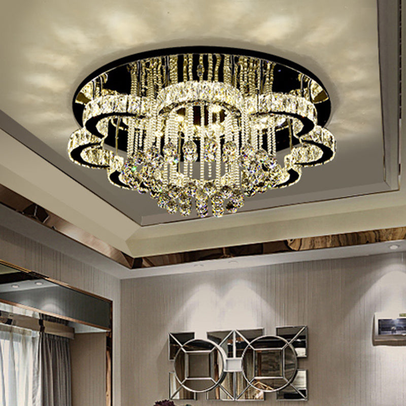 Geometrical Crystal Flush Mount Light Artistic Stainless-Steel LED Semi Flush Ceiling Light with Drip Decor Clearhalo 'Ceiling Lights' 'Close To Ceiling Lights' 'Close to ceiling' 'Semi-flushmount' Lighting' 2172609