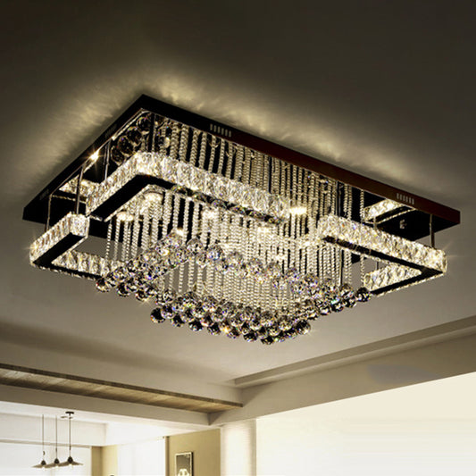 Geometrical Crystal Flush Mount Light Artistic Stainless-Steel LED Semi Flush Ceiling Light with Drip Decor Stainless-Steel Linear