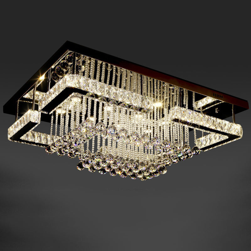 Geometrical Crystal Flush Mount Light Artistic Stainless-Steel LED Semi Flush Ceiling Light with Drip Decor Clearhalo 'Ceiling Lights' 'Close To Ceiling Lights' 'Close to ceiling' 'Semi-flushmount' Lighting' 2172612