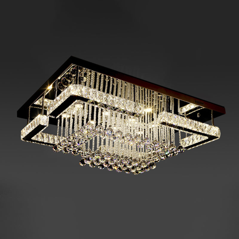 Geometrical Crystal Flush Mount Light Artistic Stainless-Steel LED Semi Flush Ceiling Light with Drip Decor Clearhalo 'Ceiling Lights' 'Close To Ceiling Lights' 'Close to ceiling' 'Semi-flushmount' Lighting' 2172613