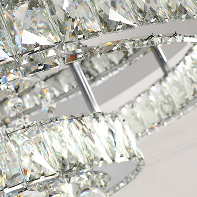 Stainless-Steel Circular LED Semi Flush Light Simplicity Embedded Crystal Ceiling Flush Mount Clearhalo 'Ceiling Lights' 'Close To Ceiling Lights' 'Close to ceiling' 'Semi-flushmount' Lighting' 2172616