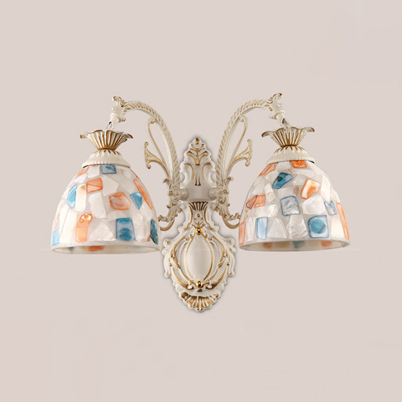 White Wall Lamp Traditional Tiffany Glass Bell Shade Wall Light Fixture for Corridor Clearhalo 'Industrial' 'Middle century wall lights' 'Tiffany wall lights' 'Tiffany' 'Wall Lamps & Sconces' 'Wall Lights' Lighting' 2172667