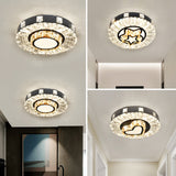 Contemporary Circular Flush Ceiling Light Crystal Corridor LED Flush Mount Lighting in Stainless-Steel Clearhalo 'Ceiling Lights' 'Close To Ceiling Lights' 'Close to ceiling' 'Flush mount' Lighting' 2172720