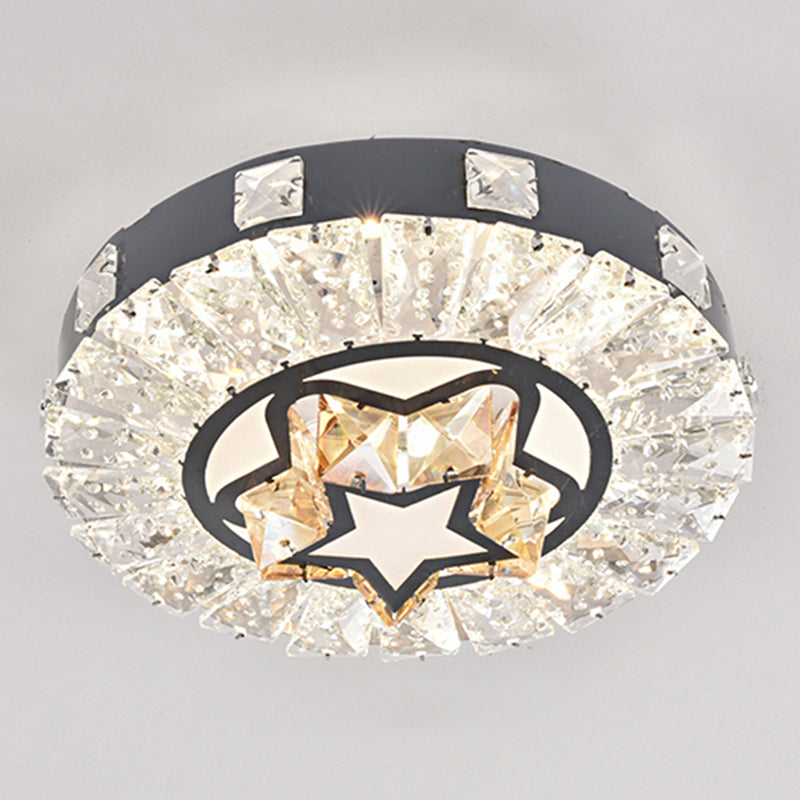 Contemporary Circular Flush Ceiling Light Crystal Corridor LED Flush Mount Lighting in Stainless-Steel Stainless-Steel Third Gear K Clearhalo 'Ceiling Lights' 'Close To Ceiling Lights' 'Close to ceiling' 'Flush mount' Lighting' 2172722
