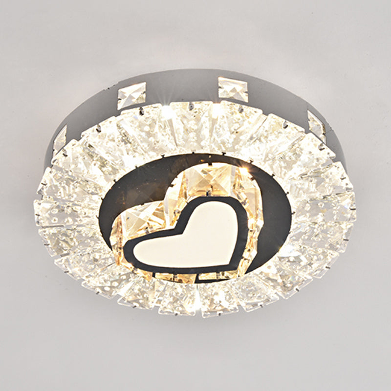 Contemporary Circular Flush Ceiling Light Crystal Corridor LED Flush Mount Lighting in Stainless-Steel Stainless-Steel Third Gear J Clearhalo 'Ceiling Lights' 'Close To Ceiling Lights' 'Close to ceiling' 'Flush mount' Lighting' 2172724
