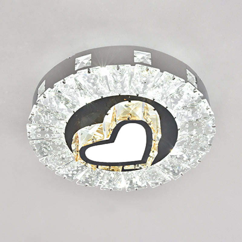 Contemporary Circular Flush Ceiling Light Crystal Corridor LED Flush Mount Lighting in Stainless-Steel Stainless-Steel White J Clearhalo 'Ceiling Lights' 'Close To Ceiling Lights' 'Close to ceiling' 'Flush mount' Lighting' 2172725