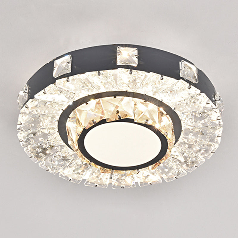 Contemporary Circular Flush Ceiling Light Crystal Corridor LED Flush Mount Lighting in Stainless-Steel Stainless-Steel Third Gear I Clearhalo 'Ceiling Lights' 'Close To Ceiling Lights' 'Close to ceiling' 'Flush mount' Lighting' 2172726