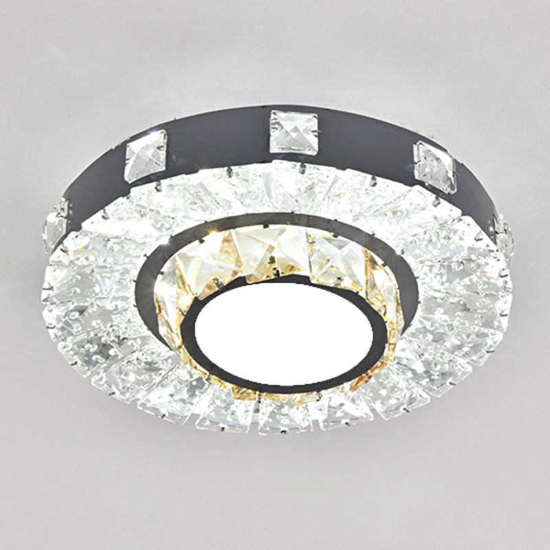 Contemporary Circular Flush Ceiling Light Crystal Corridor LED Flush Mount Lighting in Stainless-Steel Stainless-Steel White I Clearhalo 'Ceiling Lights' 'Close To Ceiling Lights' 'Close to ceiling' 'Flush mount' Lighting' 2172727